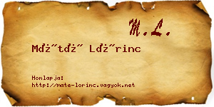 Máté Lőrinc névjegykártya